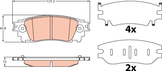 TRW GDB4459DT - Bremžu uzliku kompl., Disku bremzes www.autospares.lv