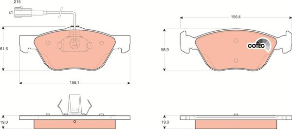 TRW GDB1445 - Brake Pad Set, disc brake www.autospares.lv