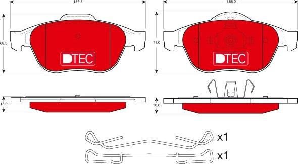 TRW GDB1468DTE - Тормозные колодки, дисковые, комплект www.autospares.lv