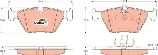 TRW GDB1404 - Тормозные колодки, дисковые, комплект www.autospares.lv