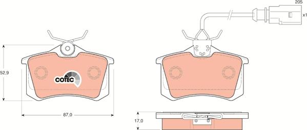 TRW GDB1415 - Brake Pad Set, disc brake www.autospares.lv