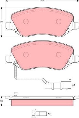 TRW GDB1489 - Bremžu uzliku kompl., Disku bremzes www.autospares.lv