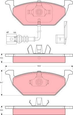 TRW GDB1422 - Bremžu uzliku kompl., Disku bremzes www.autospares.lv