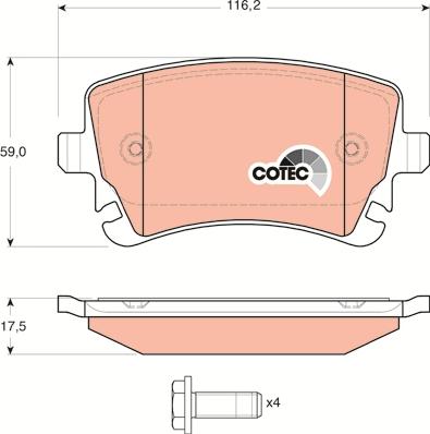 TRW GDB1516 - Brake Pad Set, disc brake www.autospares.lv