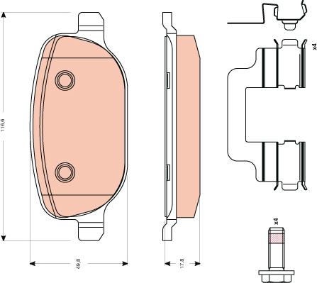 TRW GDB1650 - Тормозные колодки, дисковые, комплект www.autospares.lv