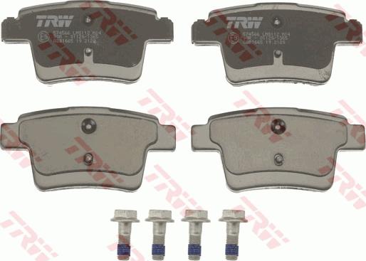 TRW GDB1665 - Тормозные колодки, дисковые, комплект www.autospares.lv