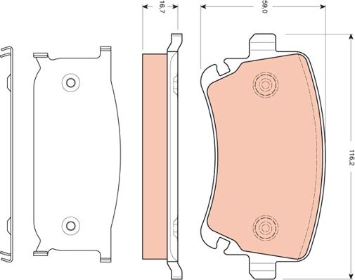 TRW GDB1661 - Тормозные колодки, дисковые, комплект www.autospares.lv