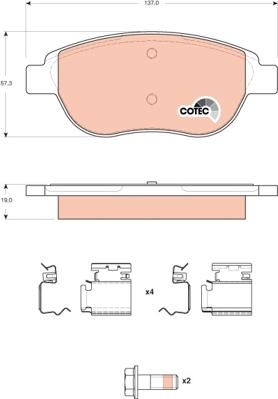 TRW GDB1676 - Тормозные колодки, дисковые, комплект www.autospares.lv