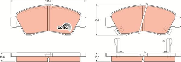 TRW GDB1164 - Brake Pad Set, disc brake www.autospares.lv