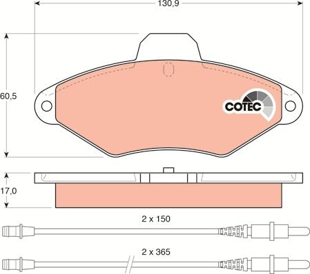 TRW GDB1101 - Brake Pad Set, disc brake www.autospares.lv