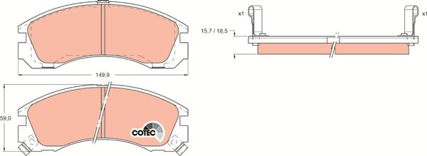 TRW GDB1126AT - Bremžu uzliku kompl., Disku bremzes www.autospares.lv