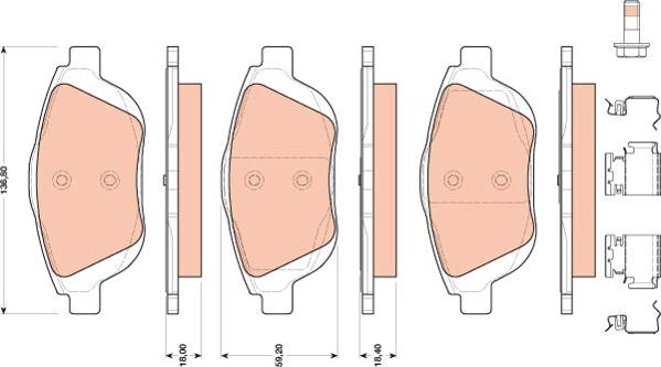 TRW GDB1819 - Тормозные колодки, дисковые, комплект www.autospares.lv