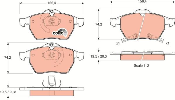 TRW GDB1342 - Brake Pad Set, disc brake www.autospares.lv