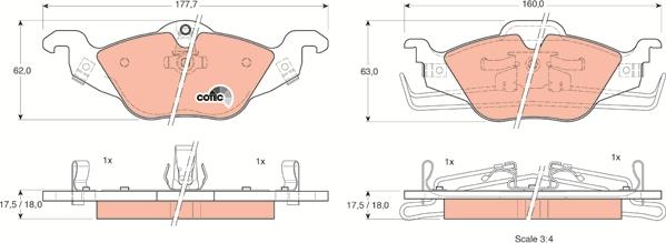 TRW GDB1351 - Тормозные колодки, дисковые, комплект www.autospares.lv