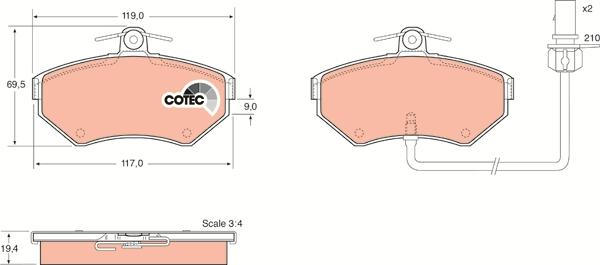 TRW GDB1366 - Тормозные колодки, дисковые, комплект www.autospares.lv