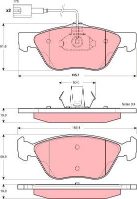 TRW GDB1362 - Bremžu uzliku kompl., Disku bremzes www.autospares.lv