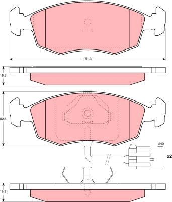 TRW GDB1208 - Тормозные колодки, дисковые, комплект www.autospares.lv