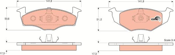 TRW GDB1274 - Тормозные колодки, дисковые, комплект www.autospares.lv