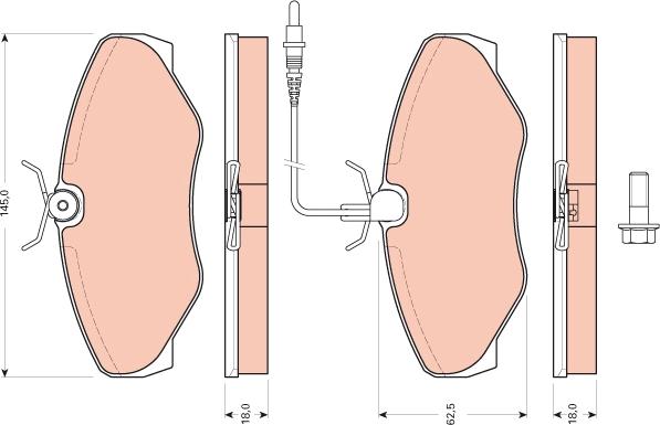 TRW GDB1760 - Тормозные колодки, дисковые, комплект www.autospares.lv