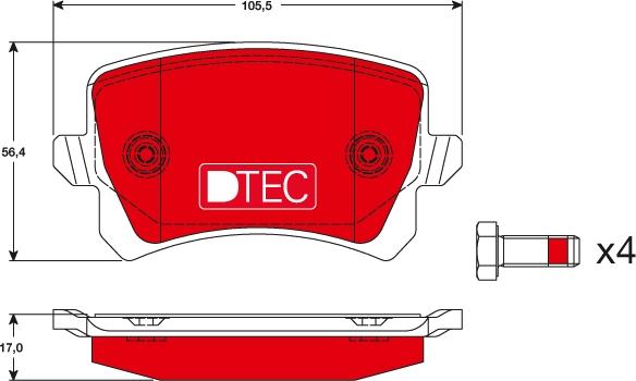 TRW GDB1763DTE - Тормозные колодки, дисковые, комплект www.autospares.lv