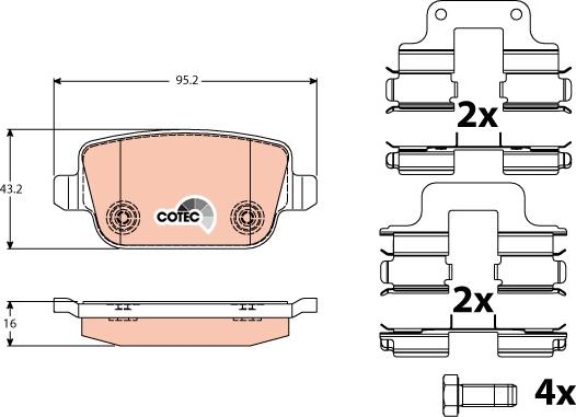 TRW GDB1709 - Тормозные колодки, дисковые, комплект www.autospares.lv