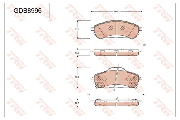 TRW GDB8996 - Bremžu uzliku kompl., Disku bremzes www.autospares.lv