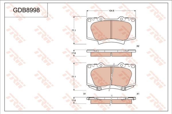 TRW GDB8998AT - Bremžu uzliku kompl., Disku bremzes www.autospares.lv