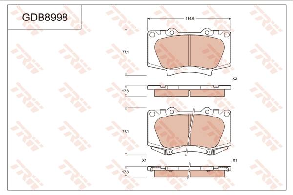 TRW GDB8998 - Bremžu uzliku kompl., Disku bremzes autospares.lv