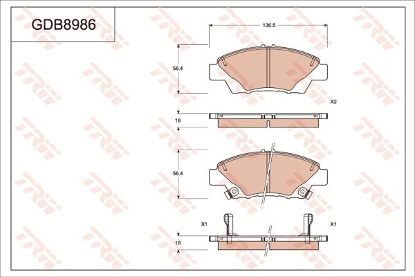 TRW GDB8986AT - Bremžu uzliku kompl., Disku bremzes www.autospares.lv