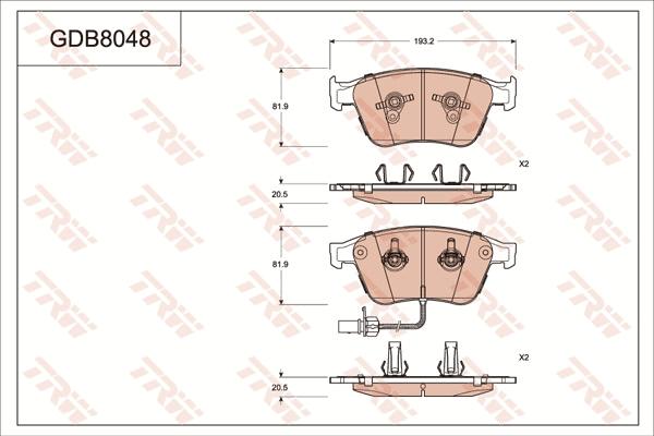 TRW GDB8048 - Bremžu uzliku kompl., Disku bremzes www.autospares.lv