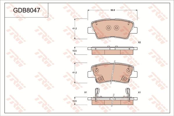 TRW GDB8047 - Brake Pad Set, disc brake www.autospares.lv