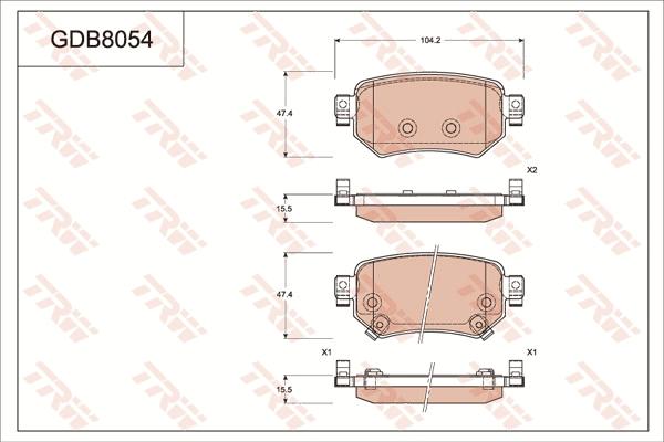 TRW GDB8054AT - Bremžu uzliku kompl., Disku bremzes www.autospares.lv