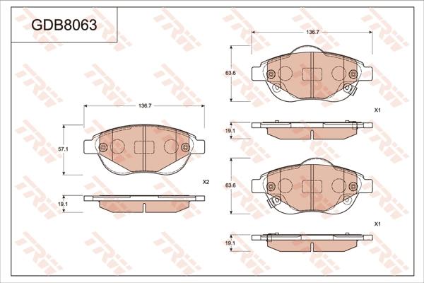 TRW GDB8063 - Bremžu uzliku kompl., Disku bremzes www.autospares.lv