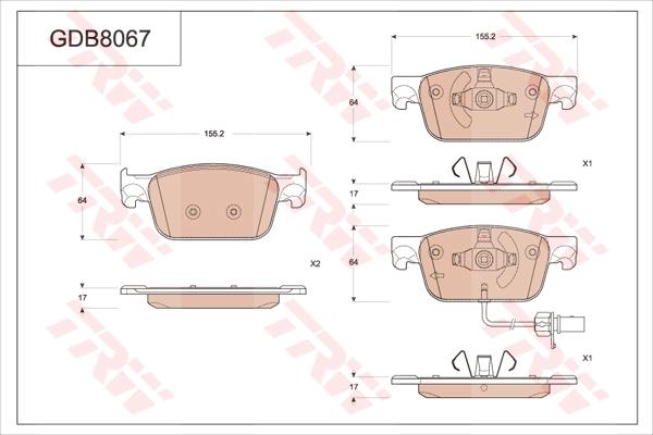 TRW GDB8067 - Bremžu uzliku kompl., Disku bremzes www.autospares.lv