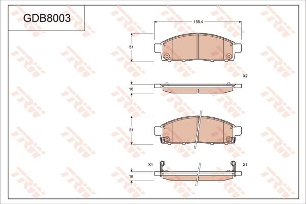 TRW GDB8003AT - Bremžu uzliku kompl., Disku bremzes www.autospares.lv