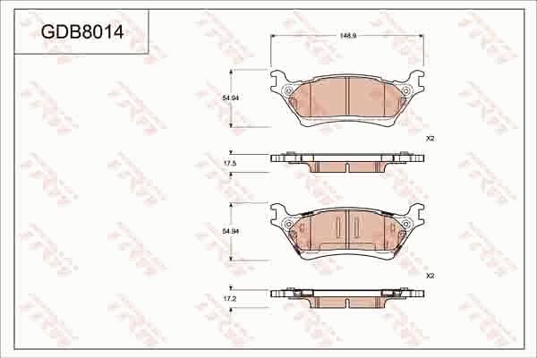 TRW GDB8014 - Bremžu uzliku kompl., Disku bremzes www.autospares.lv