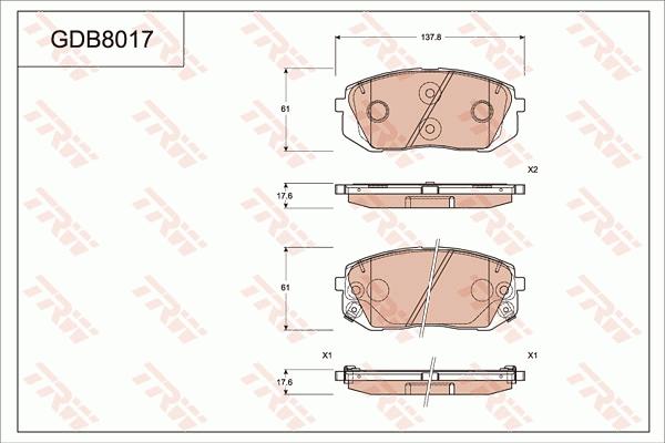 TRW GDB8017 - Bremžu uzliku kompl., Disku bremzes www.autospares.lv