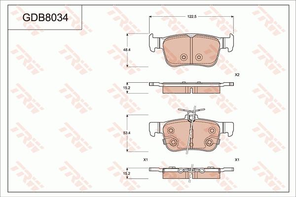 TRW GDB8034 - Bremžu uzliku kompl., Disku bremzes www.autospares.lv