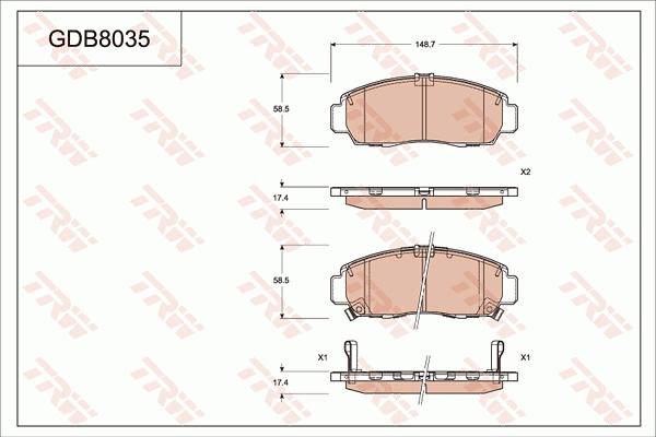 TRW GDB8035 - Bremžu uzliku kompl., Disku bremzes www.autospares.lv