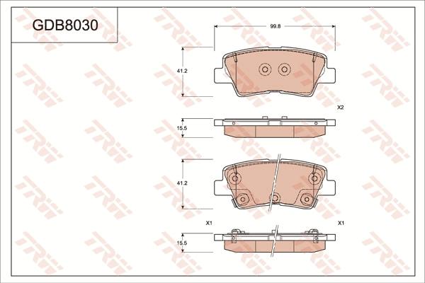 TRW GDB8030 - Bremžu uzliku kompl., Disku bremzes www.autospares.lv