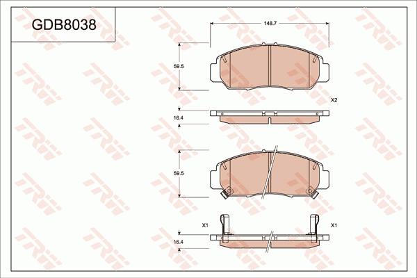 TRW GDB8038AT - Bremžu uzliku kompl., Disku bremzes www.autospares.lv