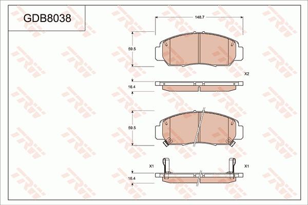 TRW GDB8038 - Bremžu uzliku kompl., Disku bremzes www.autospares.lv