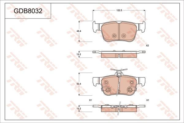 TRW GDB8032 - Bremžu uzliku kompl., Disku bremzes www.autospares.lv