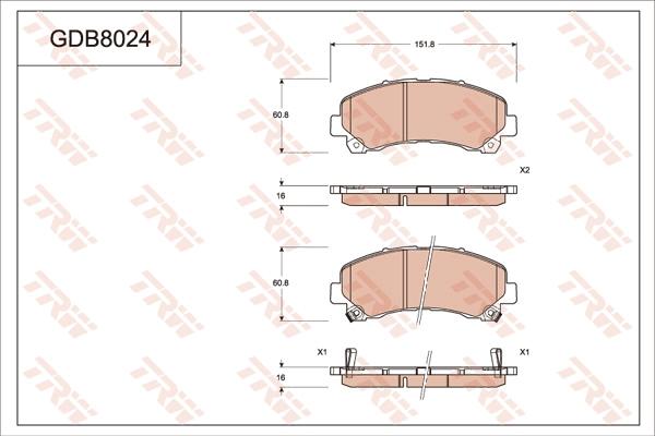 TRW GDB8024 - Bremžu uzliku kompl., Disku bremzes www.autospares.lv