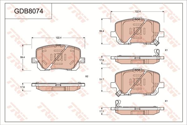 TRW GDB8074 - Bremžu uzliku kompl., Disku bremzes www.autospares.lv