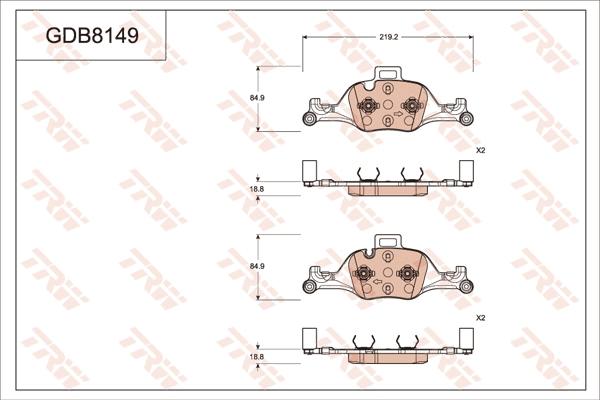 TRW GDB8149 - Bremžu uzliku kompl., Disku bremzes www.autospares.lv