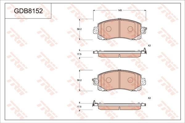 TRW GDB8152AT - Bremžu uzliku kompl., Disku bremzes www.autospares.lv