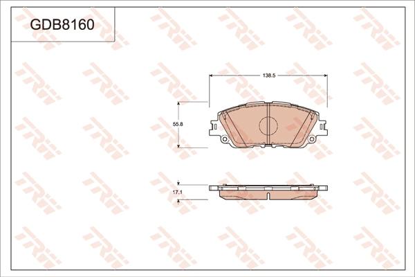 TRW GDB8160AT - Bremžu uzliku kompl., Disku bremzes www.autospares.lv