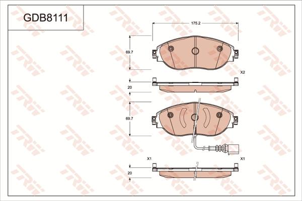 TRW GDB8111 - Bremžu uzliku kompl., Disku bremzes www.autospares.lv