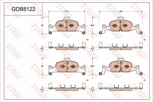 TRW GDB8122 - Bremžu uzliku kompl., Disku bremzes www.autospares.lv